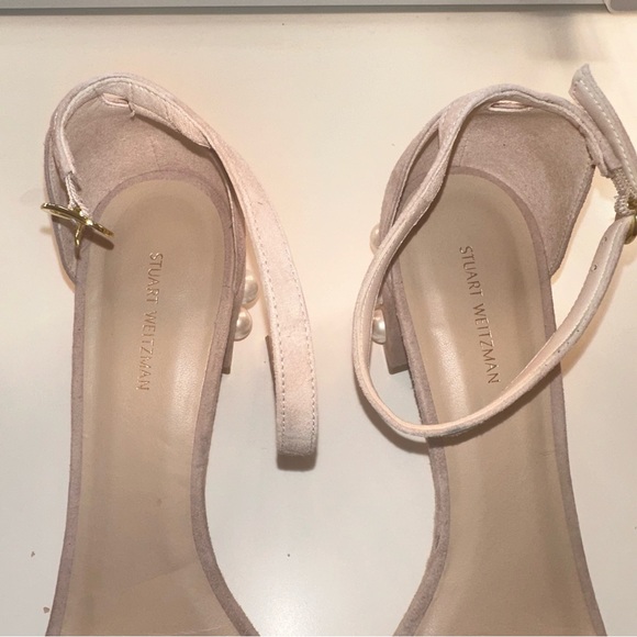 Stuart Weitzman Faux Pearl Block Heels - Picture 3 of 5